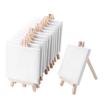 4 x 4 hüvelykes mini vászon és 8 x 16 cm-es mini fafestőállvány készlet festéshez Rajziskola Diákművész kellékek, 48 darabos