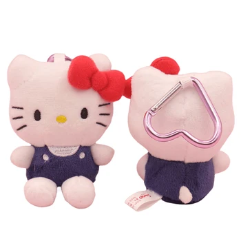10Cm Valentin-napi ajándék Japán szerelem csat kt macska plüss játék baba medál aranyos Hello Kitty íj lány szív plüss táska kulcstartó