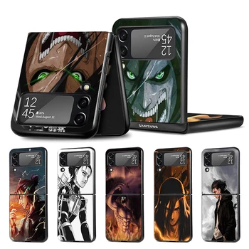 Támadás a Titan Eren telefontok ellen Samsung Galaxy Z Flip4 Flip3 5G Black Coque Z Flip 4 3 Hard PC Luxus tok Zflip3 Fashion F