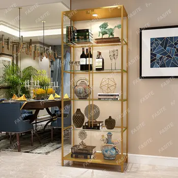 Eredeti luxus posztmodern fém üveg boros szekrény otthoni vitrin szekrény irodai vitrin szekrény