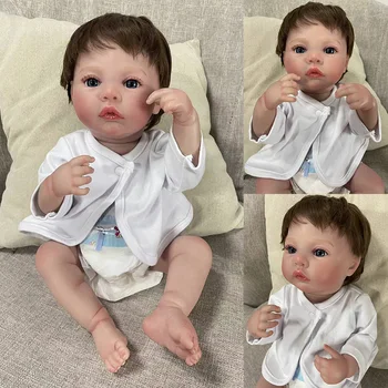 49cm Rét újjászületett teljes test szilikon Babák összeszerelése Ébren baba Élethű 3D bőr gyökeres hajjal festve gyerekeknek Játékok ajándék