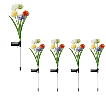  napelemes kültéri lámpák dekoratív, 5 fej napelemes imbolygó virágok IP65 vízálló napelemes lámpák kerthez, udvarhoz