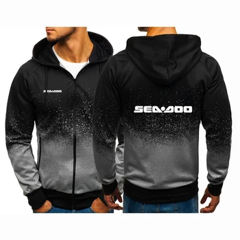 Sea Doo Seadoo Moto nyomtatott őszi férfi kapucnis pulóverek alkalmi hiphop harajuku színátmenetes színes gyapjú kapucnis pulóverek cipzáras kabát