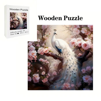 Beatuiful páva fa puzzle kézműves elegancia minden korosztály számára Tökéletes ajándék a pávaimádóknak és a puzzle szerelmeseinek