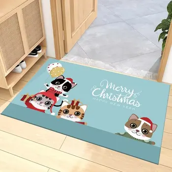Aranyos rajzfilm padlószőnyeg Szoba bejárati lábtörlő Csúszásgátló Boldog karácsonyt Mikulás dekorációs szőnyeg Fürdőszoba Ajtó Lábtörlő