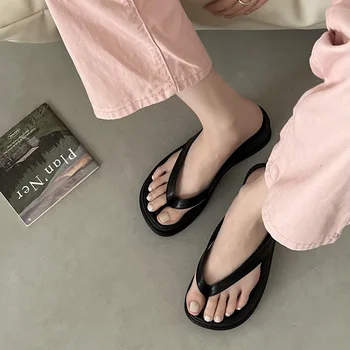 Y2K éksarkú cipő csíptetős flip flops női fehér fekete színű PU bőr platform papucs nő 2022 nyári alkalmi strandszandál