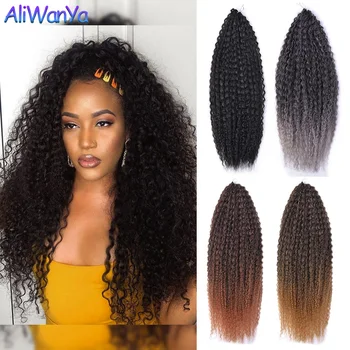 28''Brazil Marly hajfonatok Horgolt hajhosszabbítások Afro Perverz Göndör Fonott Haj Ombre Puha szintetikus hajcsavarás nőknek