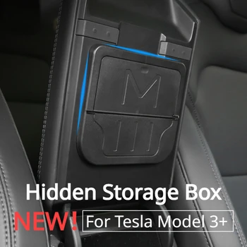 Rejtett tárolódoboz a Tesla Model 3+ számára Kartámasz tartó doboz Adatvédelmi tárolódoboz rendszerező Új Model3 Highland 2024 autós kiegészítők