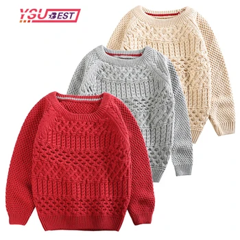 1-5Y alkalmi gyerekek lány fiú kötött pulóverek őszi téli egyszínű laza pulóverek gyermek kerek gallér hosszú ujjú pulóver felsők
