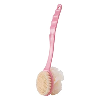 rózsaszín szivacs hosszú, puha hajfürdő kefe kétoldalas dörzsölés tisztító zuhanykefe fogantyúval hátsó súroló hámlasztó tisztító eszközök