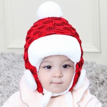Divat gyermek kalap téli meleg kötött gyermek sapka fülvédő gyerek kalap pompom baba lányok sapka sapka
