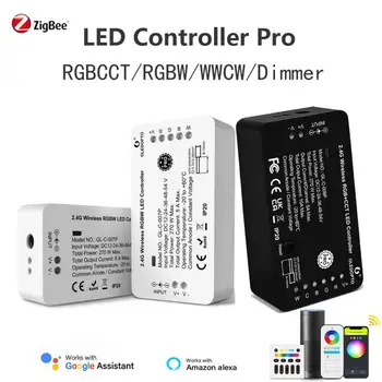 Zigbee 3.0 LED szalagvezérlő Pro RGBCCT / RGBW / WWCW / Dimmer vezérlő reset key támogatással Alexa Voice RF távirányító