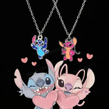 Stitch Disney nyaklánc anime Lilo & Stitch Metal Kawaii nyaklánc rajzfilm pár személyiség Hip Hop medál nyaklánc ajándék