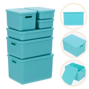 6db miniatűr konténer fedéllel műanyag doboz kis tárolódoboz ház mini tároló doboz