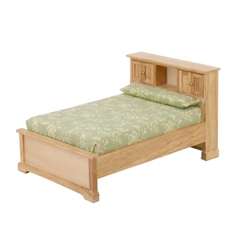 1/12 méretarányú miniatűr babaház ágy Mini fa bútorok OB11 babaház hálószoba kiegészítők
