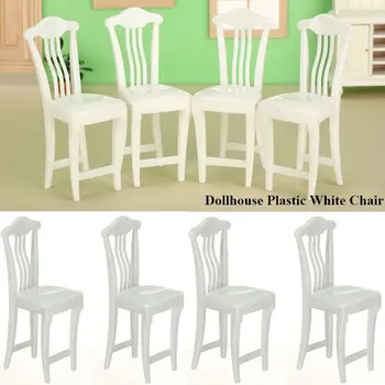 1/2/4db Babaház műanyag fehér szék játék 1/6 1/12 Animal Doll Etetőszék Asztali szék játékházhoz Játékok Babaház
