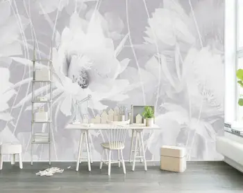 Nordic absztrakt fehér rózsa virág cement fali dekoráció háttér falfestés nappali hálószoba egyedi méret 3d tapéta