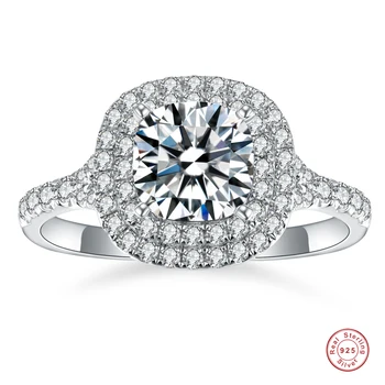 925 sterling ezüst gyűrű 3ct klasszikus párna vágott gyémánt négyzet Moissanite ékszergyűrű nőknek