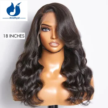 laza testhullám réteges vágott oldalfrufru 13x6 csipke elülső paróka nőknek Brazil Remy emberi haj ragasztó nélküli természetes hullámos nőknek