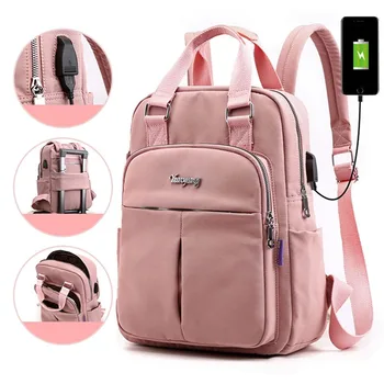 Női laptop hátizsák 14inch tizenéves lány USB töltő iskola Hátizsák Független Cipőtáska utazás Hátizsák kültéri hátizsák