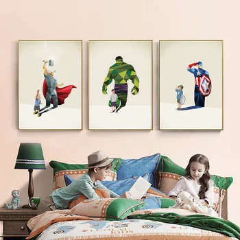 Vászon festés Marvel Bosszúállók Hősök Dekoráció Festés Amerika Kapitány Szuperhős Vicces Kreatív Gyerekszoba dekoráció
