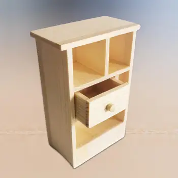 Babaház miniatűr szekrény Babaház kijelző polc, klasszikus karácsonyi ajándékok Mini szekrény modell fiókkal 1/12 kellékhez