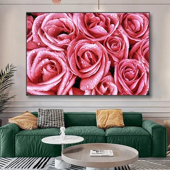 Bazsarózsa rózsa Virág fal Művészet Vászonfestés Északi növények és virágok plakátok Fali nyomtatás Képek a nappalihoz Szalon dekoráció