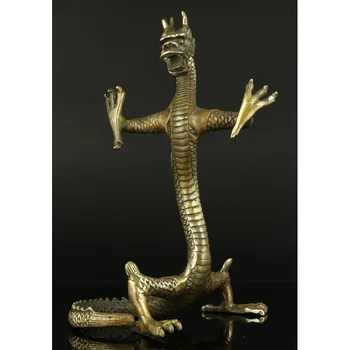gyűjthető Antik bronz réz álló sárkányszobrok Szerencsés és sikeres