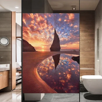 Window Film Privacy matt üveg matrica Hőszigetelés és fényvédő gyönyörű naplemente dekoráció Öntapadó matrica otthonra