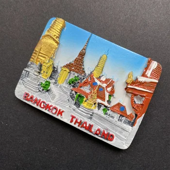 Bangkok Thaiföld Turista Utazás Szuvenír 3D Gyanta Hűtőszekrény Mágnes Kézműves AJÁNDÉK ÖTLET