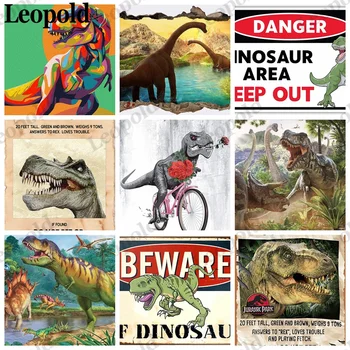 Fém poszter Állat dinoszaurusz betűk Régimódi figyelmeztetés Pewter Garden Bár Klub kártya tábla Parasztház Lakberendezés 20X30Cm
