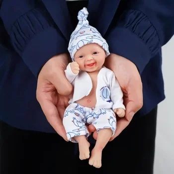 7 hüvelykes miniatűr baba újjászületett babák kézzel készített fiú valósághű újszülött mini babák baba teljes szilikon test stresszoldás felnőtteknek
