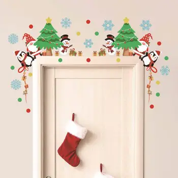Karácsonyi fali matrica vízálló karácsonyi matrica Karácsonyi Mikulás ajtókeret matrica ünnepi PVC levehető falfestmény a szobához