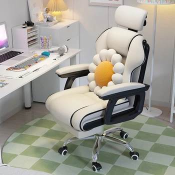 Forgatható tanulmányi szék ergonomikus hálószoba Tanulókar bőr Kényelmes munka Ékezetes szék Aranyos Sillas de Oficina szalonbútor