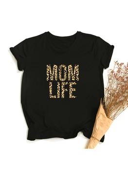 Fashion Mom Life Leopard Print Women Graphic Harajuku rövid ujjú póló Mama Gift női alkalmi pólók felsők Camisetas Mujer