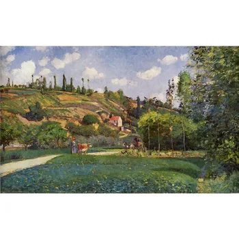 Camille Pissarro kézzel festett, kiváló minőségű reprodukciója a Route de Chou-n, Pontoise-ban Tájképi olajfestmény