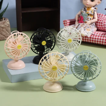 1Pc 1:12 Mini fém ventilátor dísz DIY kézzel készített babaház asztali modell dekorációs kiegészítők Gyermekjátékok