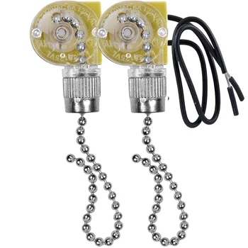 Mennyezeti ventilátor lámpakapcsoló fül ZE-109 kétvezetékes villanykapcsoló húzózsinórral mennyezeti lámpa ventilátorokhoz 2Db ezüst
