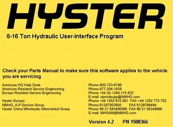 Hyster 8-16 tonnás hidraulikus felhasználói felület program v4.2