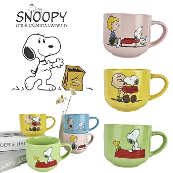400ML Snoopy kerámia bögre kávés tejcsésze kreatív ajándék aranyos ajándékEgyszerű és szép mikrohullámú sütő Elérhető bögre otthoni iroda