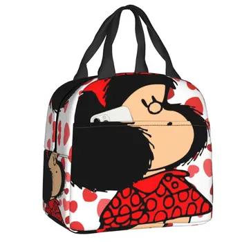Aranyos Mafalda uzsonnás doboz nőknek Quino rajzfilm hőhűtő Élelmiszerszigetelt uzsonnás táska Iskolás gyerekek diák piknik táskák