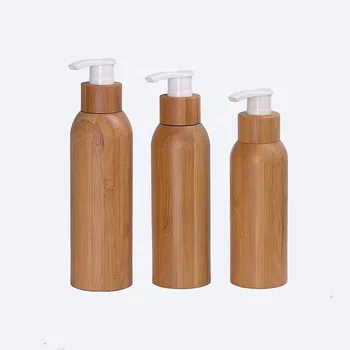 Üvegpalackok 15ml 30ml 50ml ECO-barát üvegpalack borostyánsárga üvegpalack bambusz borítású kozmetikai csomagolóedény