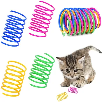 Macskajátékok Interaktív spirálrugó széles Tartós nehéz műanyag rugós cica tekercs Színes rugók harapós macskák játékaihoz