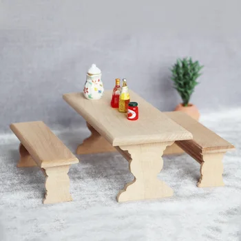 1/12 Babaház Fa asztalpad Mini bútor modell Asztali tároló fiókos szekrény modell DIY baba ház hálószoba dekoráció