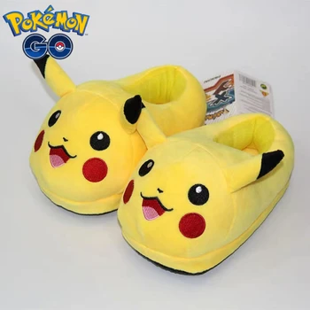 Pokemon Pikachu plüss pamut cipő Kreativitás Őszi és téli háztartás Tartsd melegen Cosplay pamut papucs Kawaii születésnapi ajándék