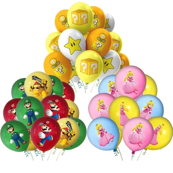 10db latex lufi Mario Bros születésnapi dekoráció Többkerek rajzfilm figura Balloon Party Favors Party kellékek ingyenes szállítás
