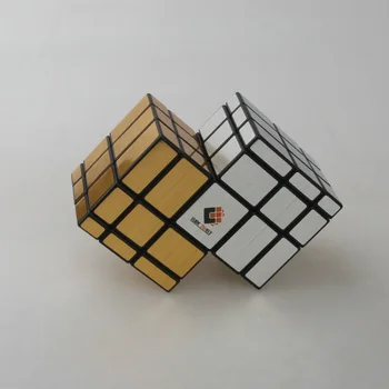 CubeTwist Double 3x3 Tükör arany és ezüst összekapcsolt Magic Cube kötszer Speed Puzzle játék gyerekeknek Fiú ajándék színes