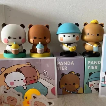 Anime figura Modell Kawaii Panda Hobbik Rajzfilm Mackó játék baba dísz Kezdőlap Gyermek születésnapi ajándék Bubu és Dudu