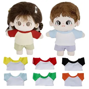 10 színes alkalmi viselet póló Mini ruha felsők 20 cm-es pamutbaba baba ruhához Póló blúz pamut töltött baba kiegészítőhöz