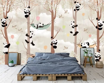 beibehang Egyéni divat zöld sztereó tapéta gyerekek klasszikus panda háttér papel de parede fali papírok lakberendezés behang